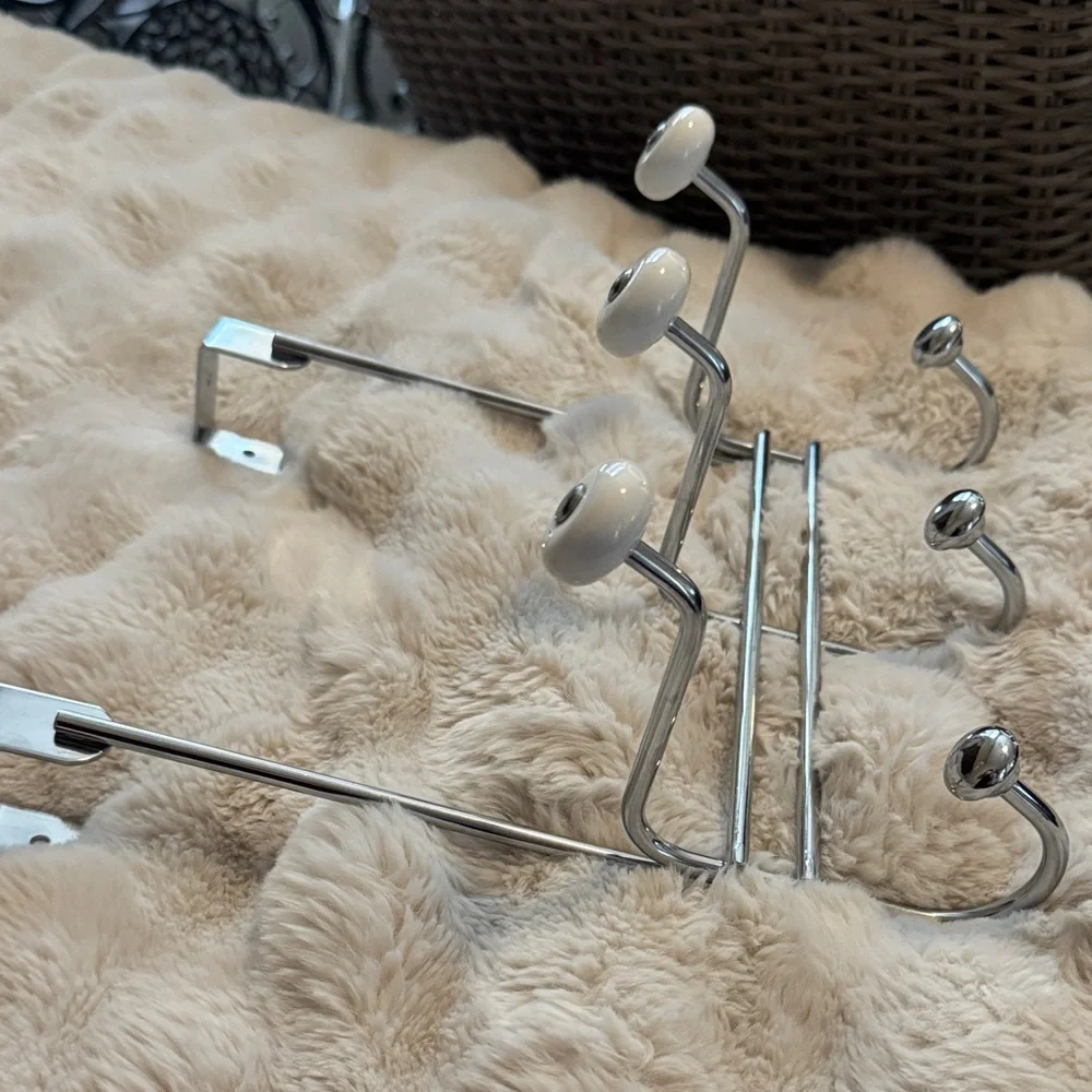 The Container Store White and Silver Wall Hooks